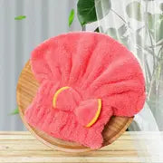Microfiber Hair Drying Cap - Coral Velvet Towel Wrap