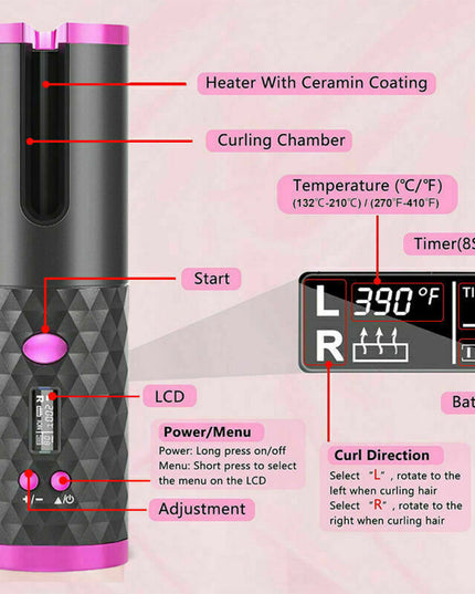 MELLINA Rotate Cordless Auto Curling Iron