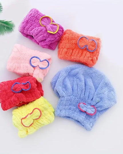 Microfiber Hair Drying Cap - Coral Velvet Towel Wrap