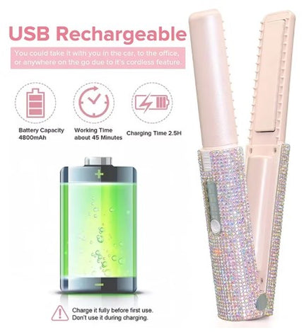 MELLINA Sparkle Cordless 2-in-1 Straightener & Curler