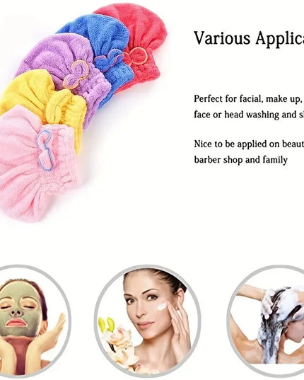 Microfiber Hair Drying Cap - Coral Velvet Towel Wrap