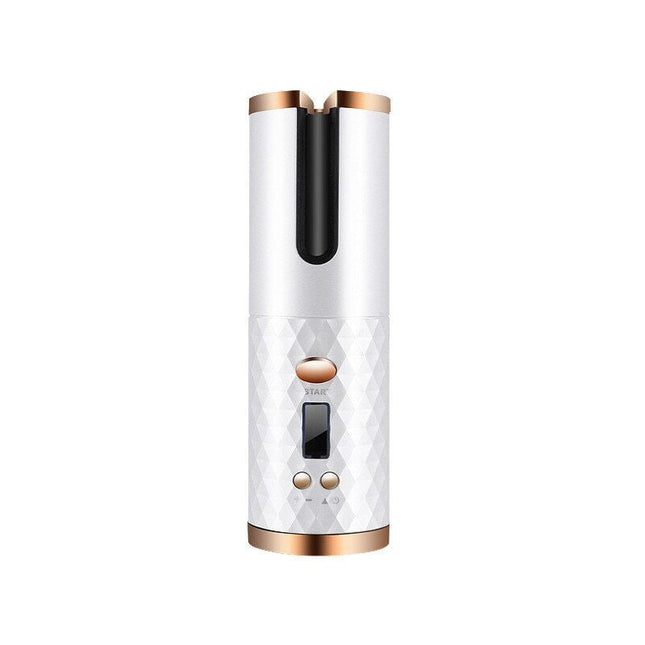 MELLINA Rotate cordless automatic curling iron in white and gold