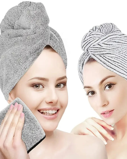 Microfiber Hair Drying Cap - Quick Absorbent Gray Towel
