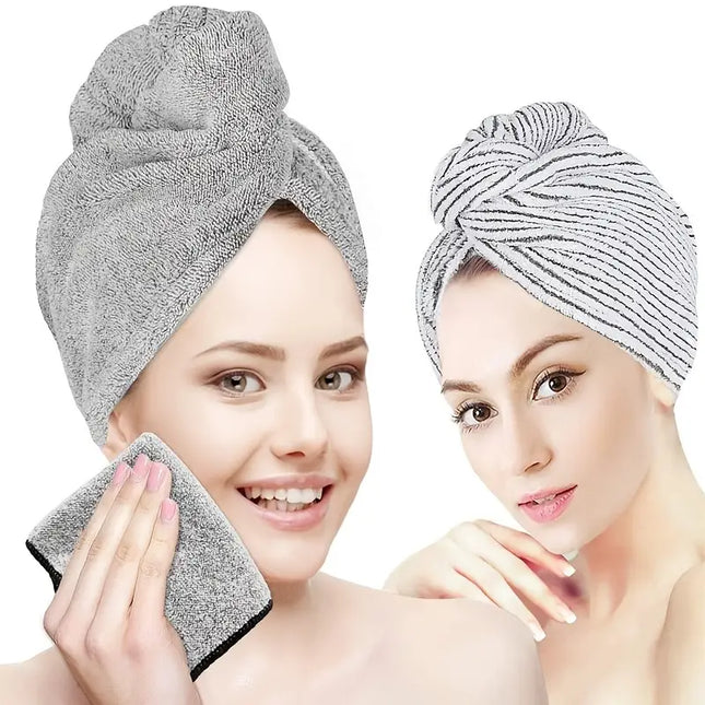 MELLINA quick dry hair towel cap in use