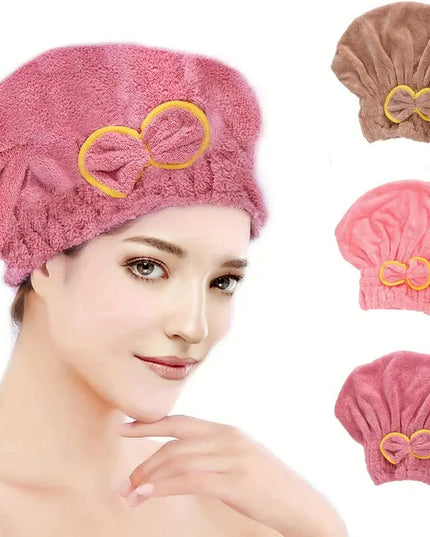 Microfiber Hair Drying Cap - Coral Velvet Towel Wrap
