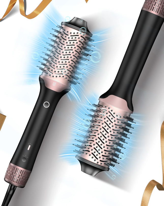 MELLINA AirGlow one-step hot air brush, side view showing the bristle barrel