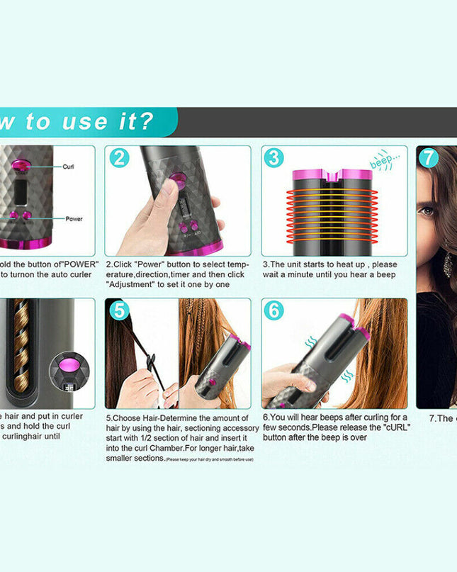 Seven-step guide to using the MELLINA Rotate automatic curling iron
