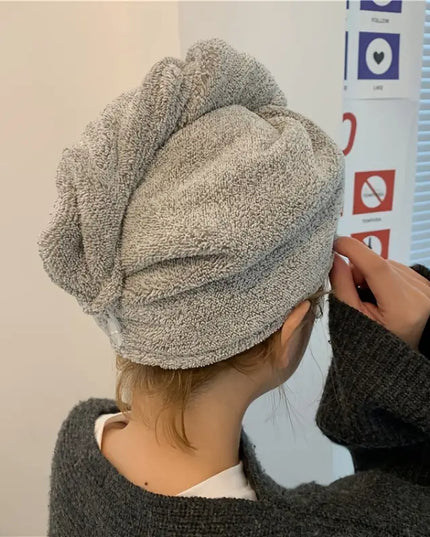Microfiber Hair Drying Cap - Quick Absorbent Gray Towel