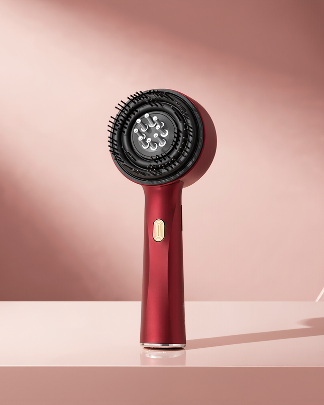 MELLINA Red Light Vibrating Scalp Comb, studio product photo