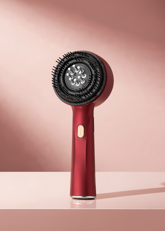 MELLINA Red Light Vibrating Scalp Comb, studio product photo