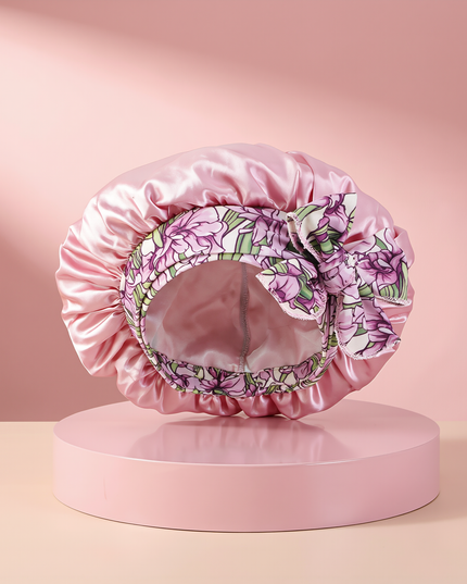 MELLINA Satin Sleep Bonnet on a display stand