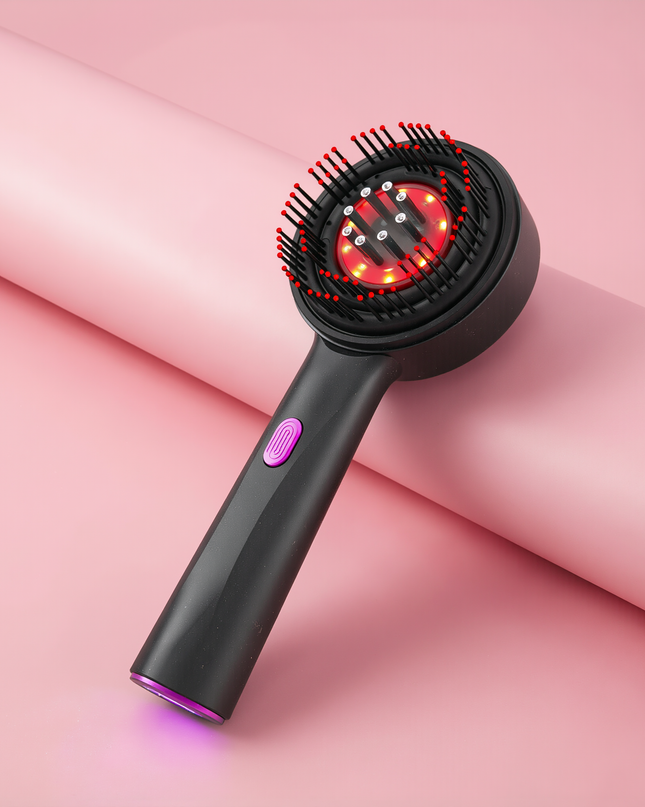 MELLINA Red Light Vibrating Scalp Comb in Black - studio photo