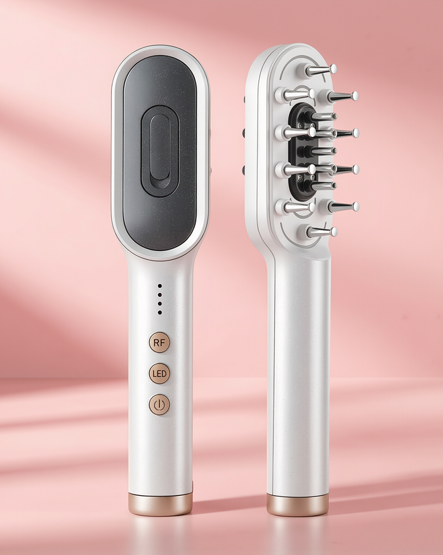 MELLINA RF Microcurrent Scalp Comb in White - studio photo