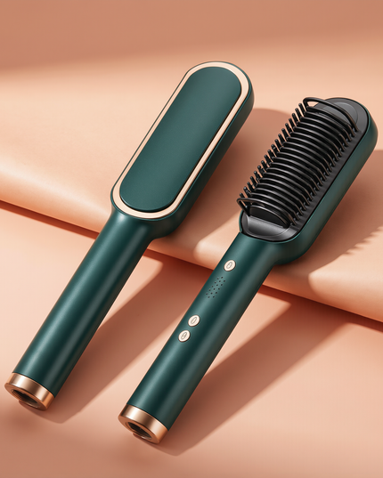 MELLINA Glide Straightening Comb Brush in Green - studio photo