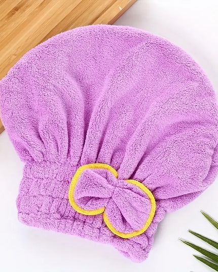 Microfiber Hair Drying Cap - Coral Velvet Towel Wrap