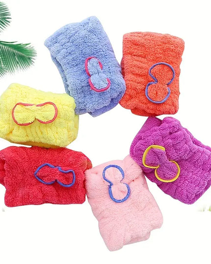 Microfiber Hair Drying Cap - Coral Velvet Towel Wrap