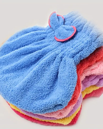 Microfiber Hair Drying Cap - Coral Velvet Towel Wrap