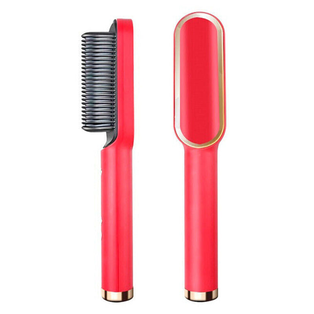 MELLINA Glide heated straightening comb brush in red