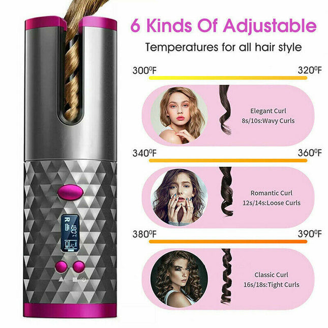 MELLINA Rotate curling iron temperature settings from 300 to 390 degrees Fahrenheit