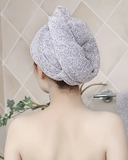 Microfiber Hair Drying Cap - Quick Absorbent Gray Towel