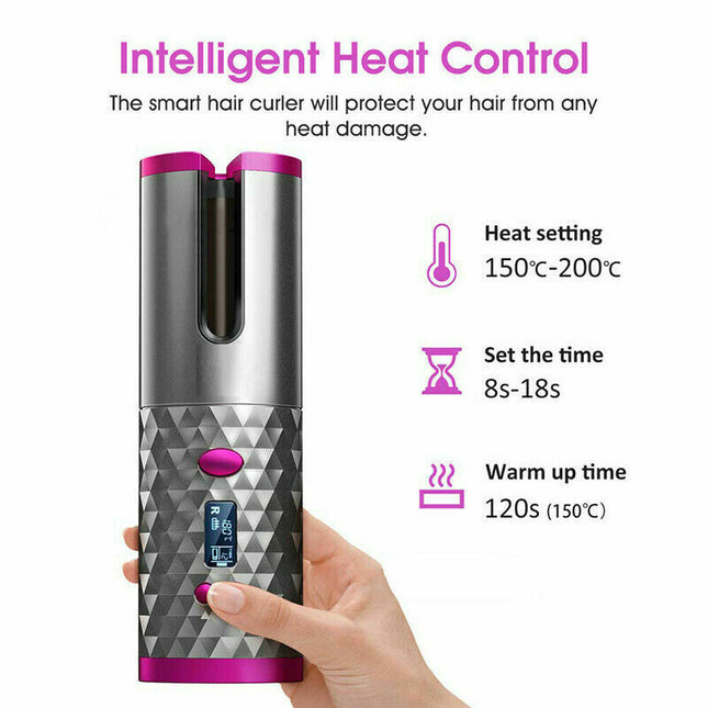 MELLINA Rotate curling iron heat control settings and warm-up time graphic